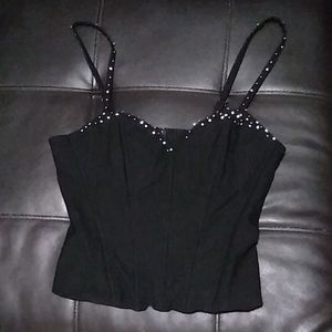Black corset with diamond studded trim